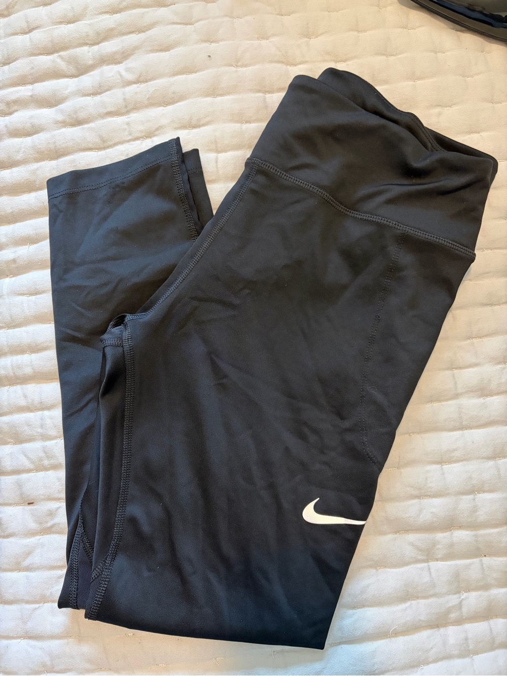 Nike Black Athletic Leggings with White Swoosh